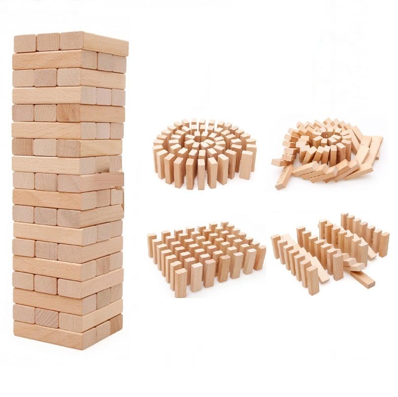 54 Stacking Wooden Blocks Classic Game Fun Educational Family Activity NIB eBay