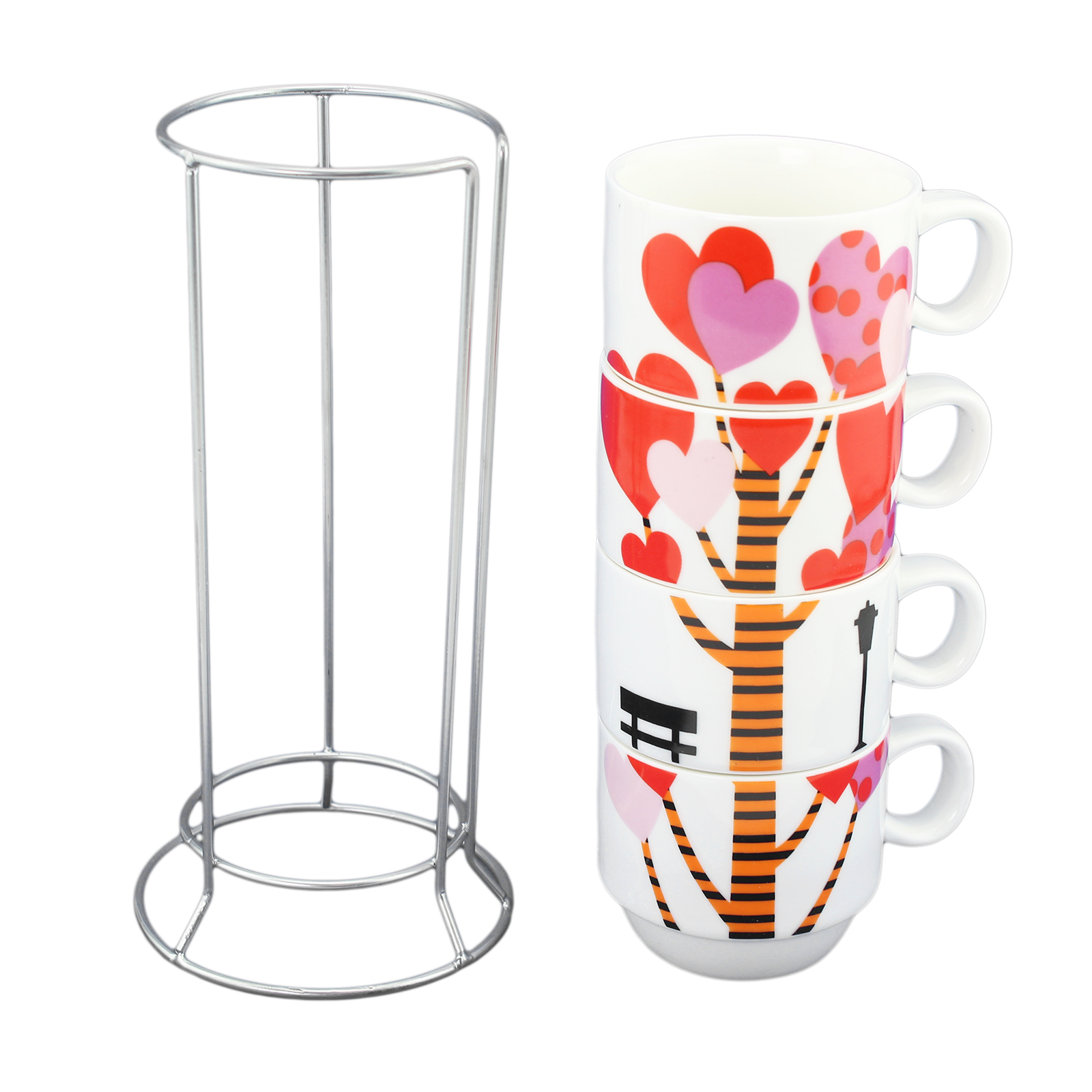 stackable ceramic coffee mugs with chrome rack expresso tea hot beverage stacked stackable ceramic coffee mugs with chrome rack expresso tea hot beverage stacked