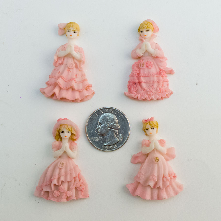 Lot of 24 pcs Quinceanera Sweet 15 Pink Miniature Figurines Cute Party Favors