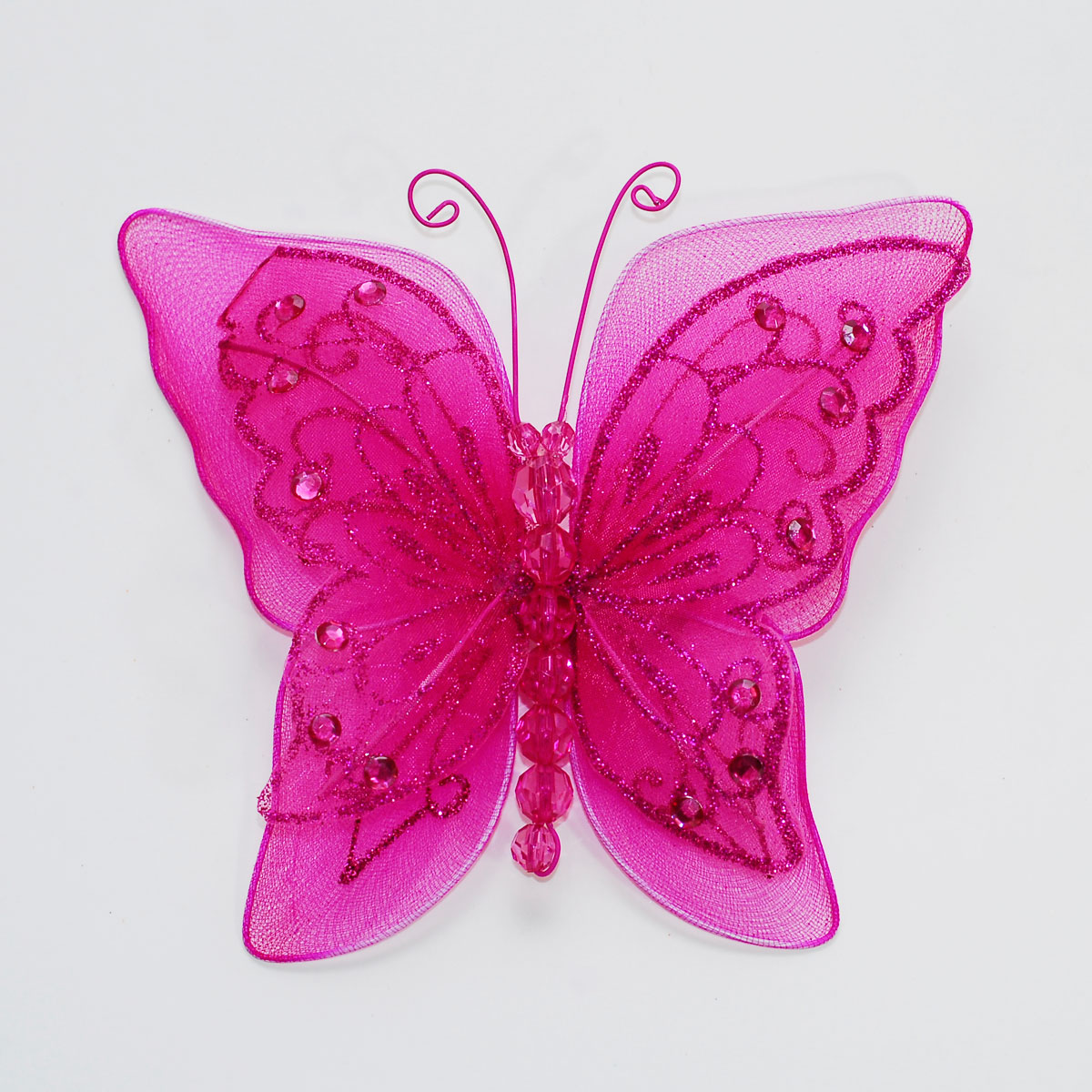 5" Sheer Nylon Crystal Wire Butterfly w/ Rhinestones Party decorations