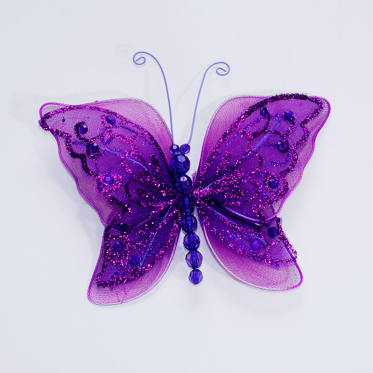 5" Sheer Nylon Crystal Wire Butterfly w/ Rhinestones Party decorations