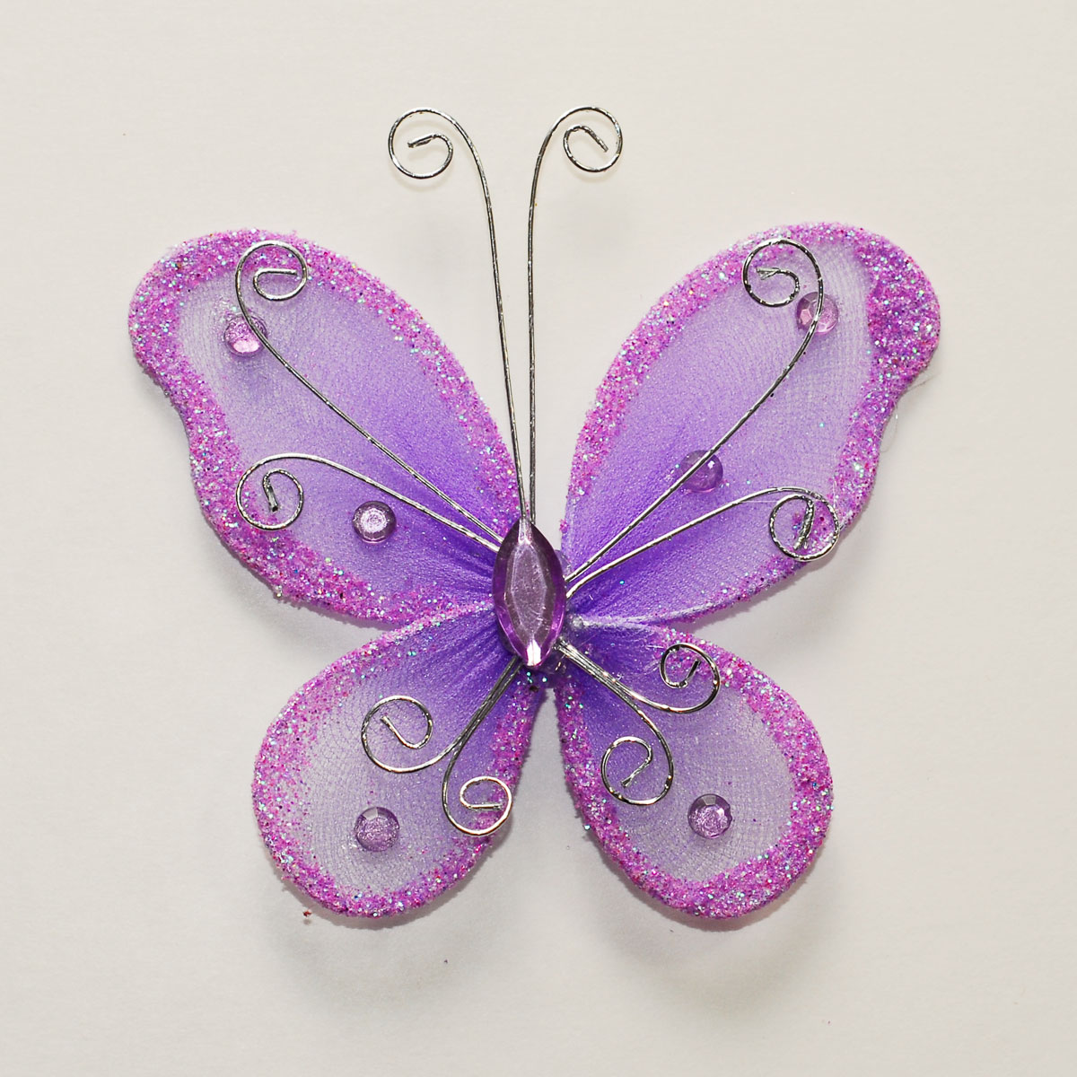 3" Sheer Nylon Crystal Wire Butterfly w/ Rhinestones Party decorations