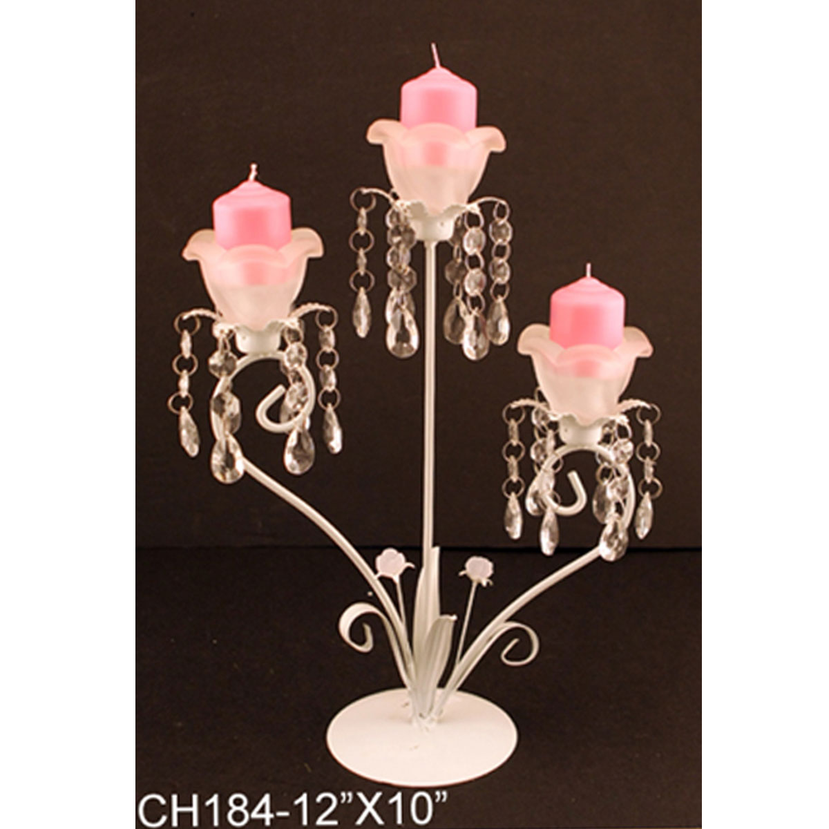 Decorative White 3 Pillar Metal Centerpiece Candle Holder Wedding Wire