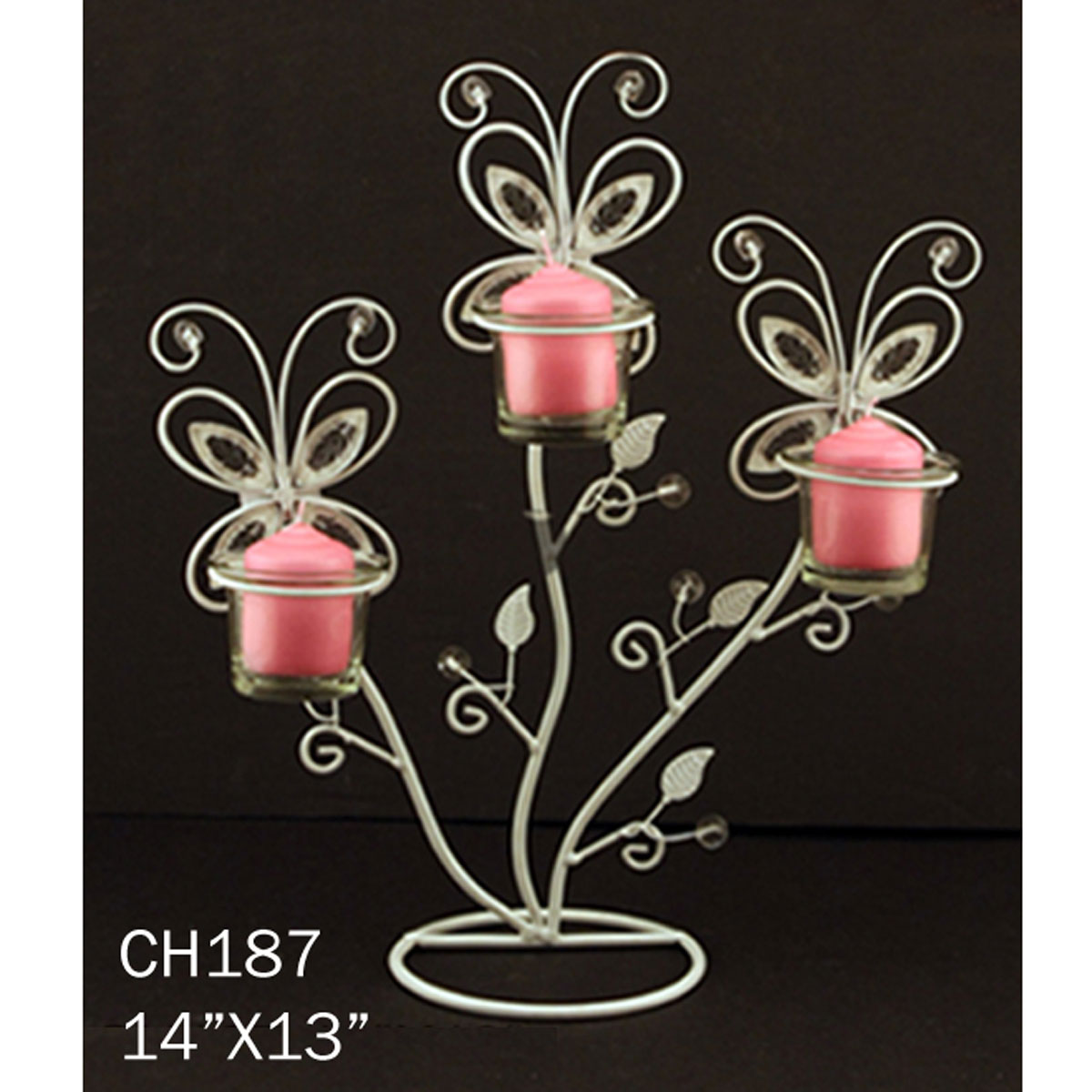 Decorative White Butterfly Design Metal Centerpiece Candle Holder Wedding Wire eBay
