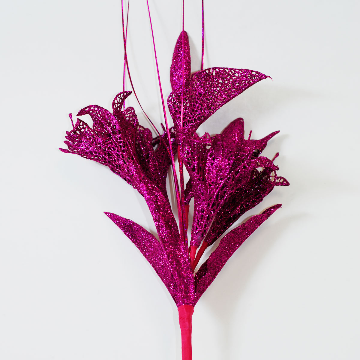 Glitter Artificial Calla Lily Flower Bouquet Long Stem Floral