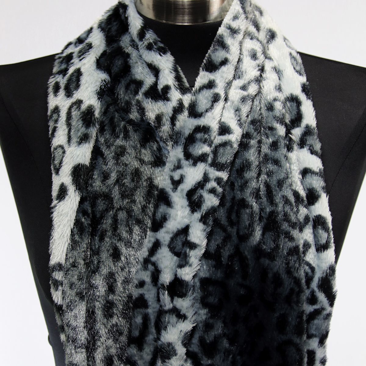 Faux Fur Leopard Print Infinity Scarf Soft Warm Scarves Shawl Cheetah