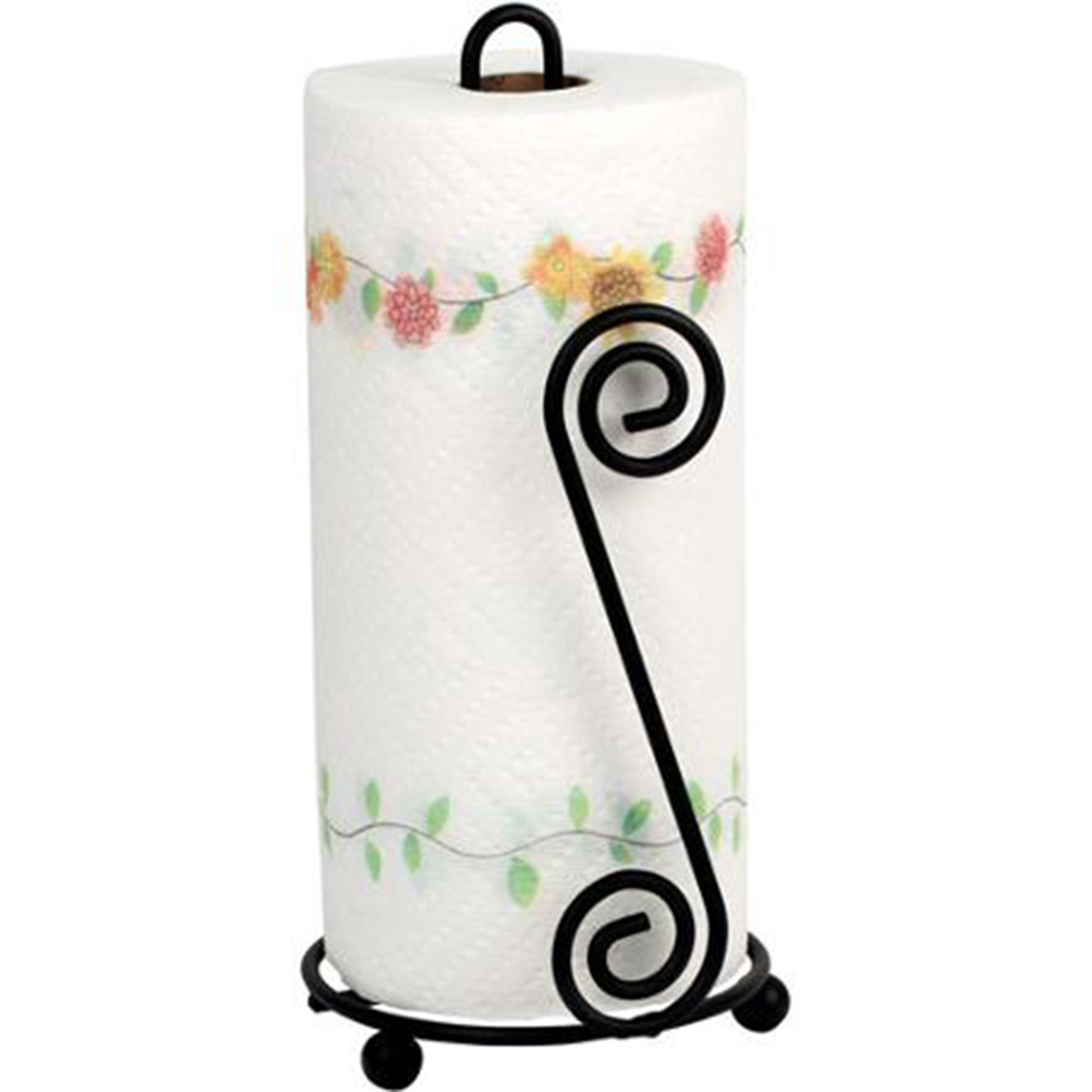 Kitchen Home Accent Spectrum Black Metal Scroll Round Paper Towel