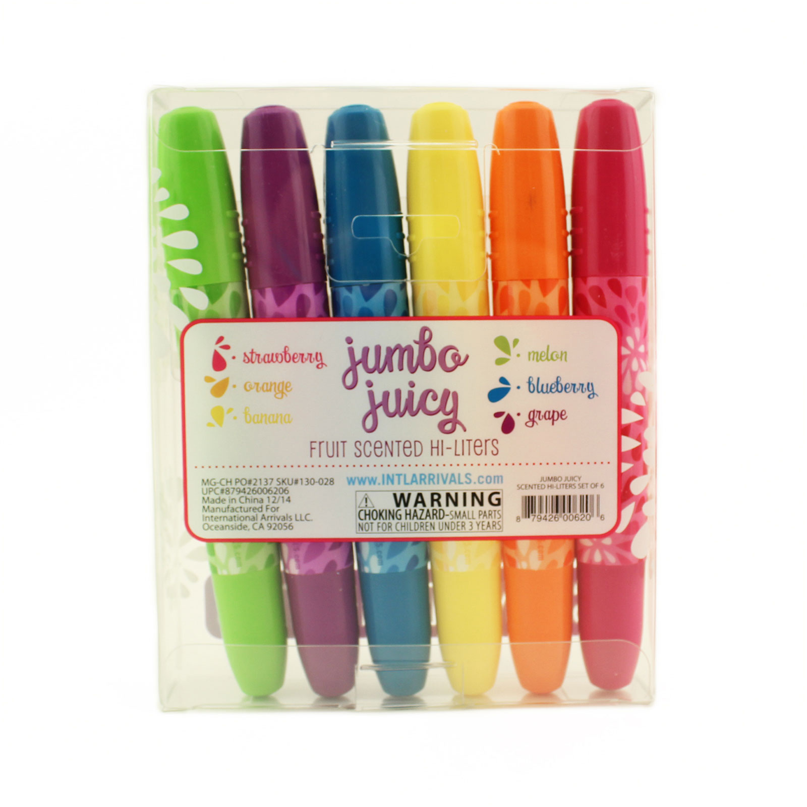 Set of 6 Jumbo Fruit Scented Highlighter Rainbow Markers Kawaii School