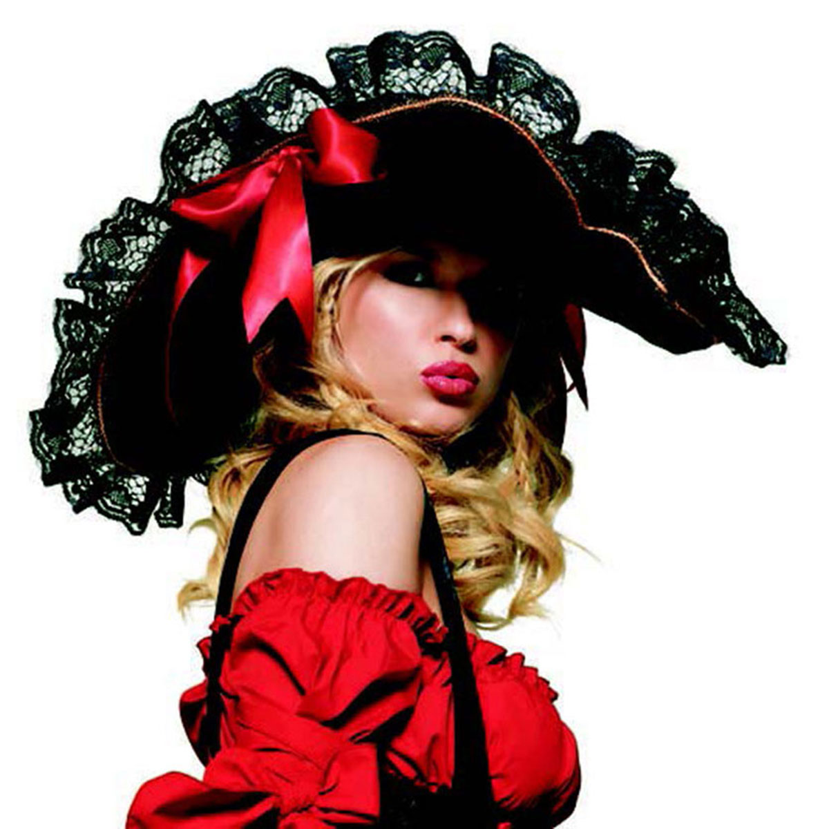 Women's Pirate Hat Swashbuckler Halloween Cosplay Costume Ruffle Bow Black Red | eBay