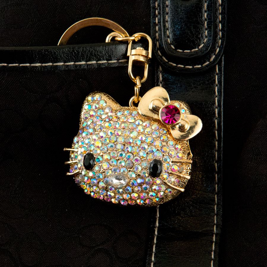 Hello Kitty Face Rhinestone Swarovski Crystal Charm Pedant Purse Key