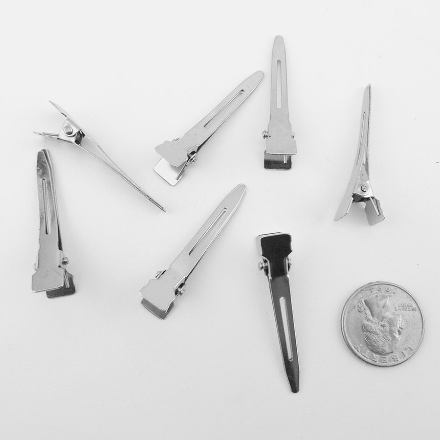 Silver Bulk Metal Single Prong Alligator Salon Hair Clips Curl