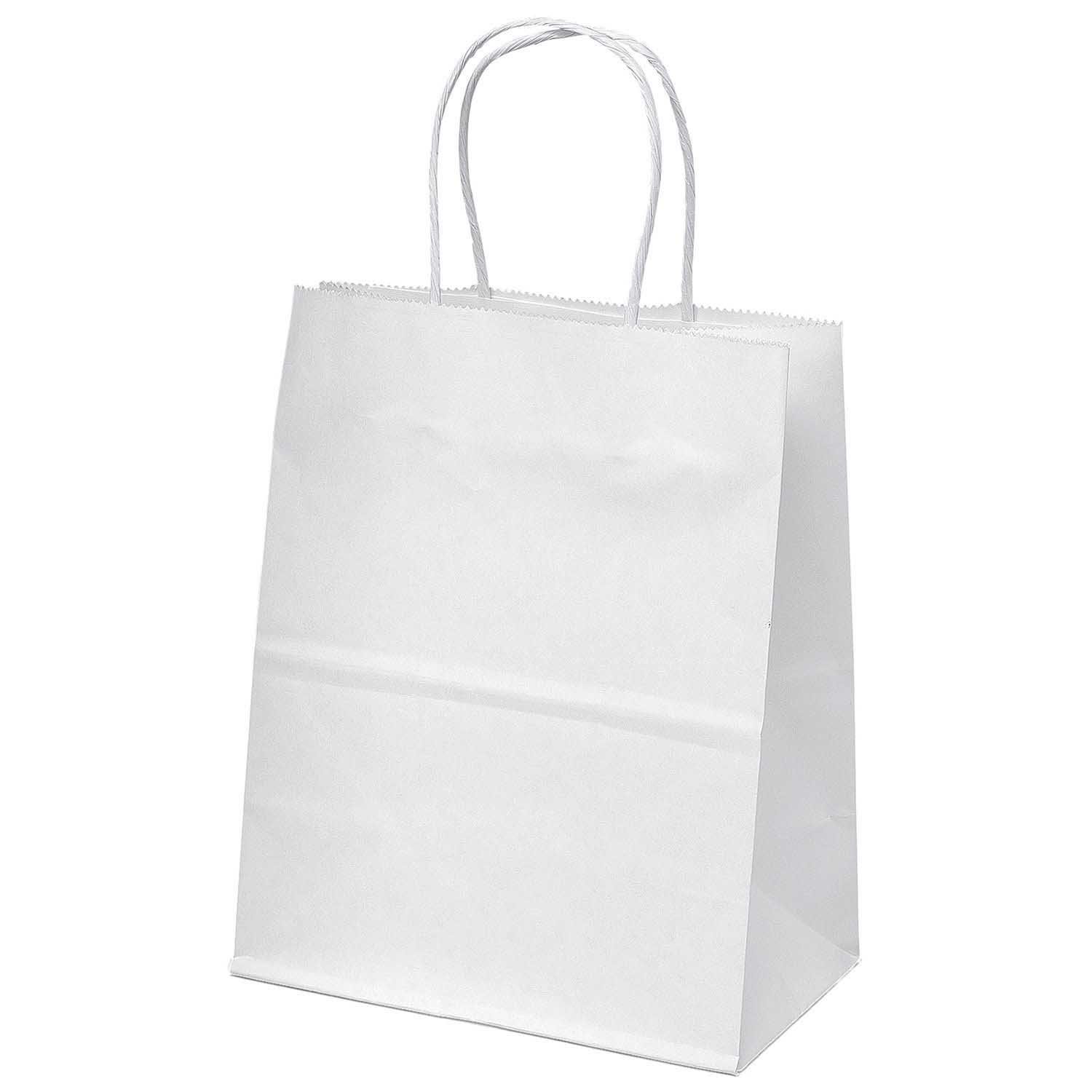 10 " x 8" White Paper Kraft Gift Bags with Handles Party Favor