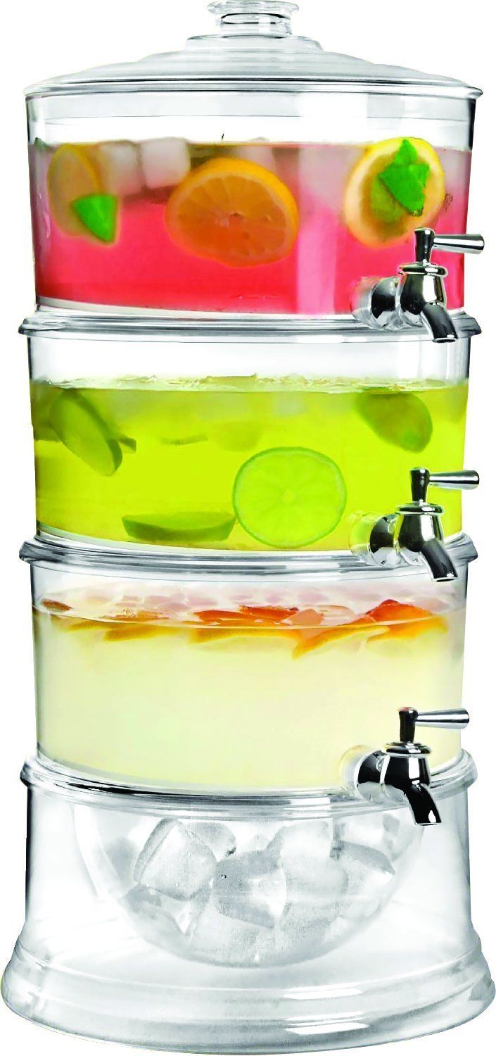 3Tier Drink Dispenser Stackable Beverage Ice Chamber Base Party Bar