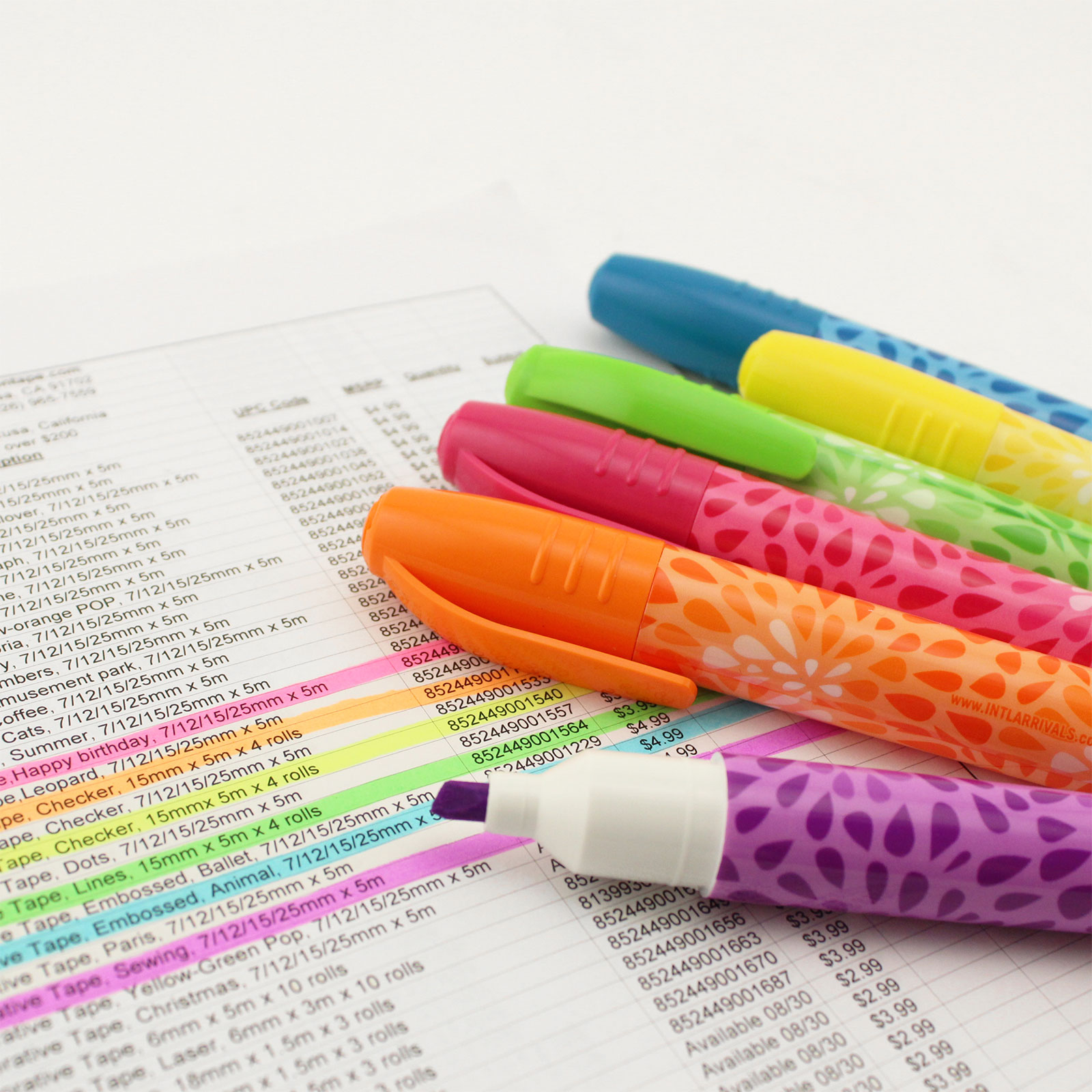 Set of 6 Jumbo Fruit Scented Highlighter Rainbow Markers Kawaii School