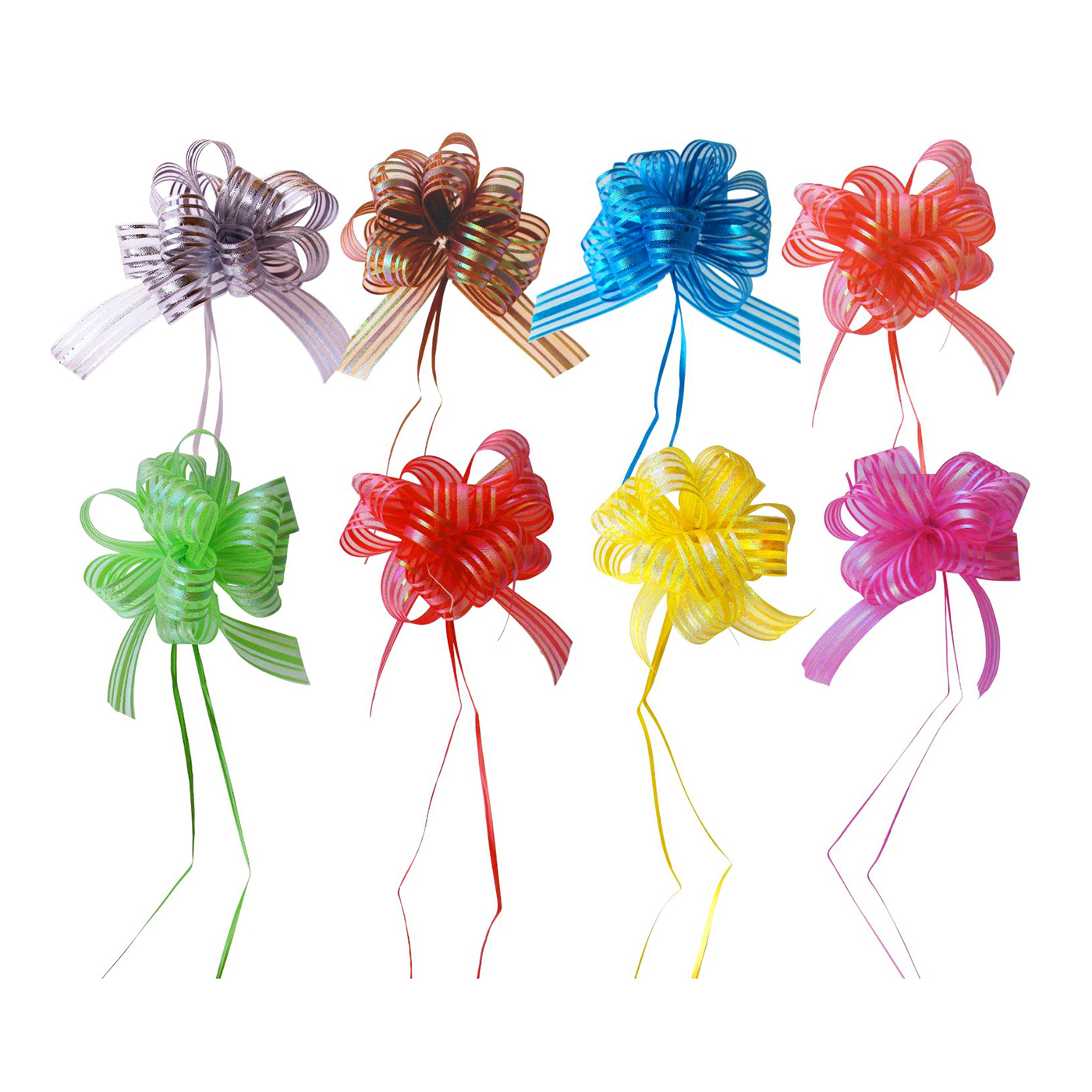 Pull String Gift Wrap Organza Fabric Ribbon Bows Iridescent Trim Small