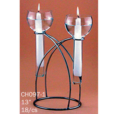 Decorative White Double Pillar Metal Centerpiece Candle Holder Wedding Wire DIY