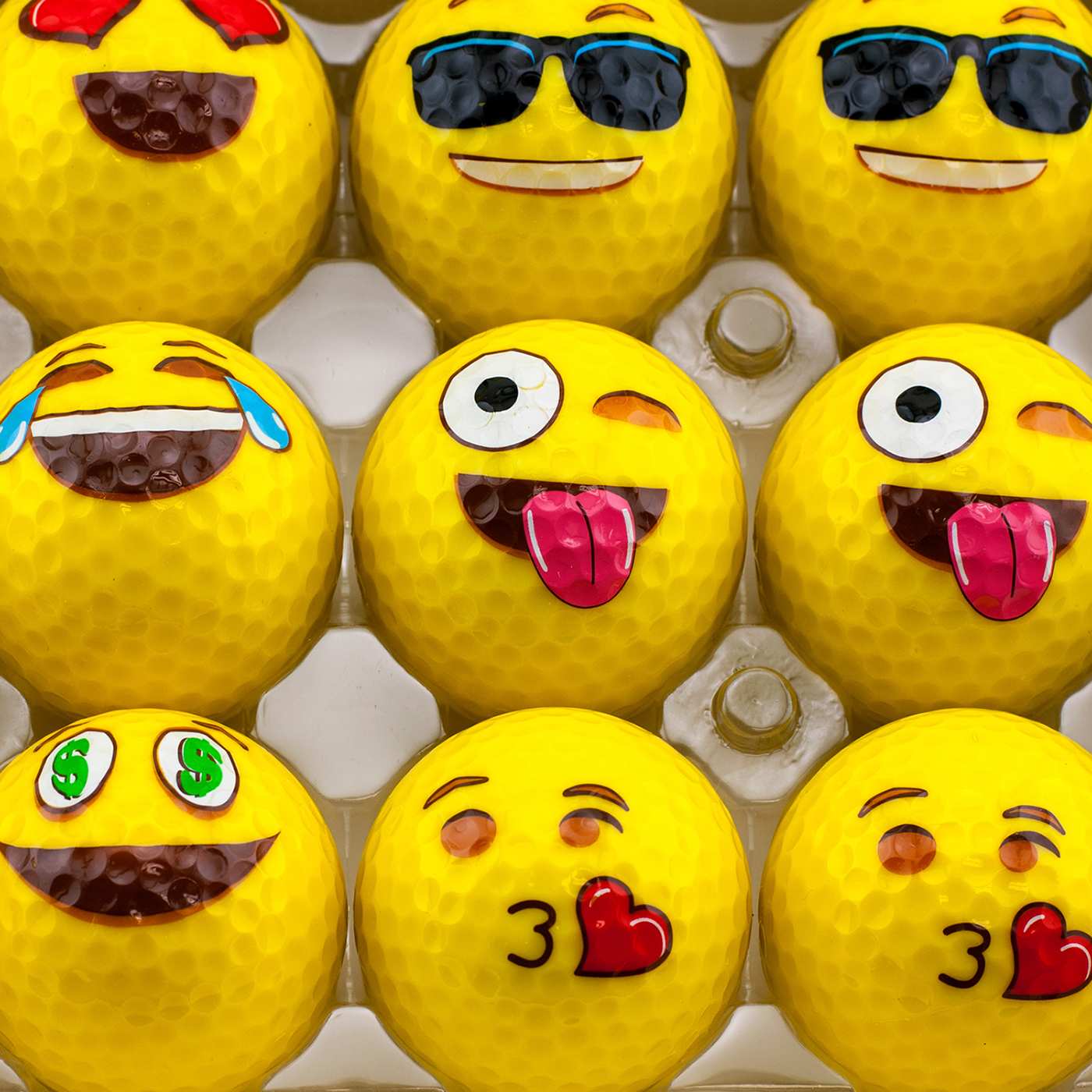 12 Pack Yellow Emoji Practice Golf Balls Emoticon Smiley Face 2Ply Novelty Spor eBay