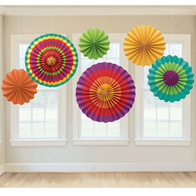 DawnHope Hanging Paper Fan Decorations 39Pcs Colorful Paper Fans, Pom Poms  for Fiesta Party Decorations, Cinco De Mayo Mexican Party Supplies