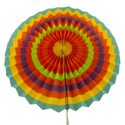 Big Mo's Toys Paper Fans Green Yellow And Orange Mexican Fiesta Party  Decorations Supplies Paper Fan Rosettes