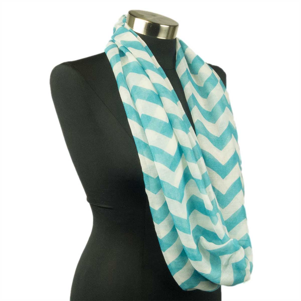 Chevron Sheer Infinity Scarf Soft Color Scarves Turquoise Lightweight New US