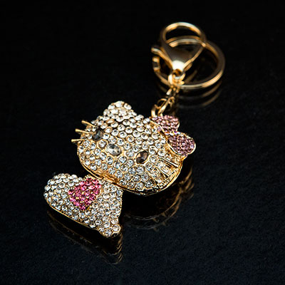 Hello Kitty Rhinestone Swarovski Crystal Pedant Purse Key Chain Valentine's Gift