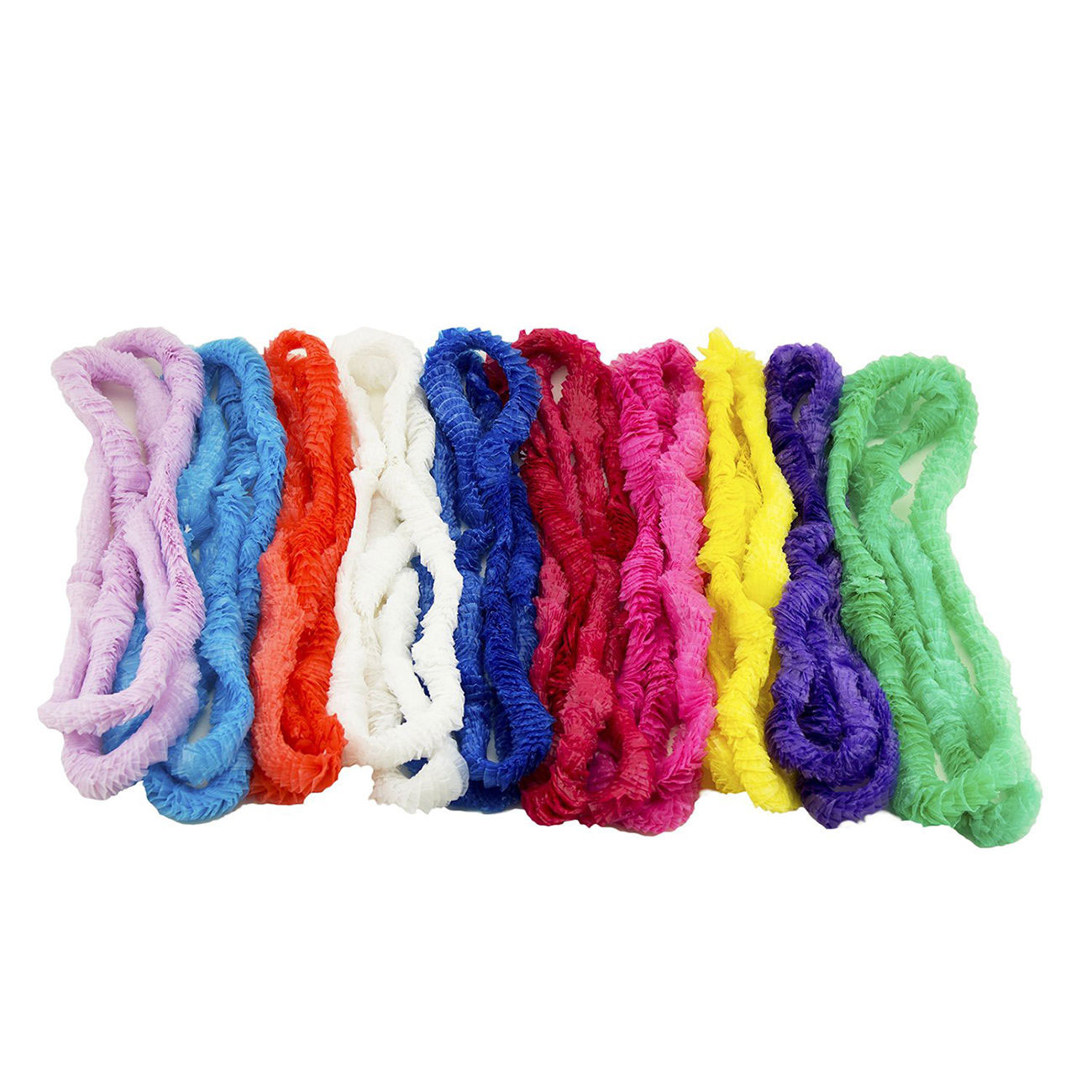 BULK Assorted Plastic Scrunch Leis Necklace Luau beach Party Graduation Favors