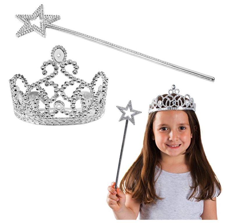 2pk Princess Dress Up Tiara And Wand Set Crown Girl Dress Up Accesories ...