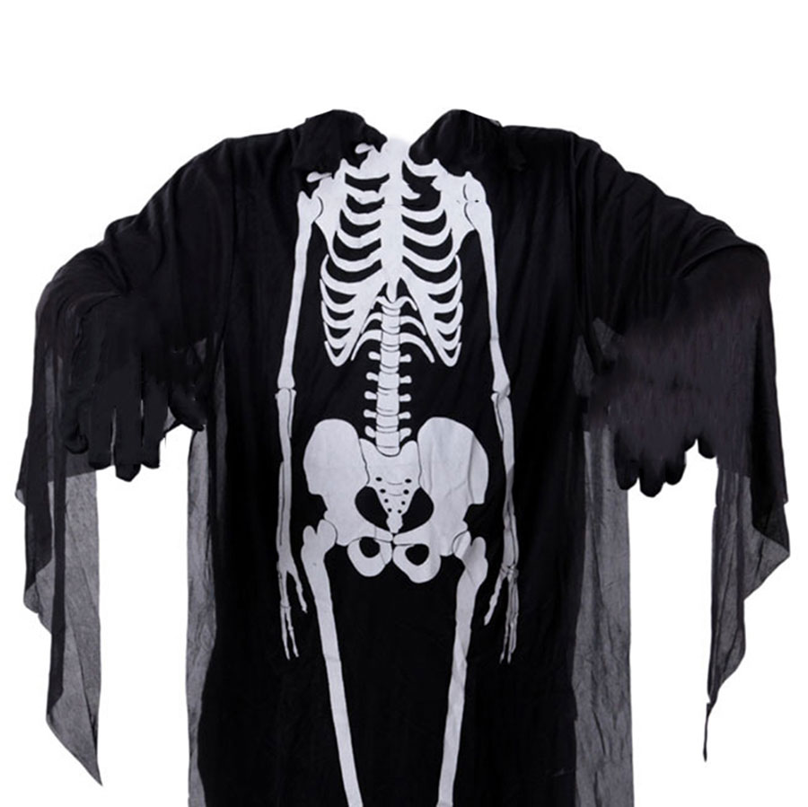 Black Skeleton Scary Halloween Costume One Size Adult Grim Reaper Ghost ...