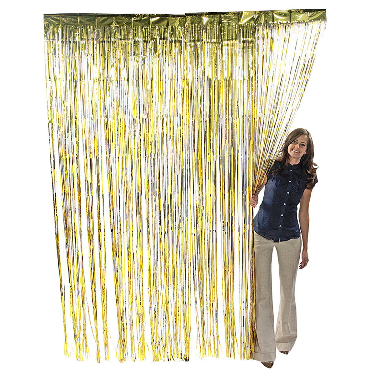 Gold Metallic Fringe Curtain Party Foil Tinsel Room Decor 3' x 8' Door ...