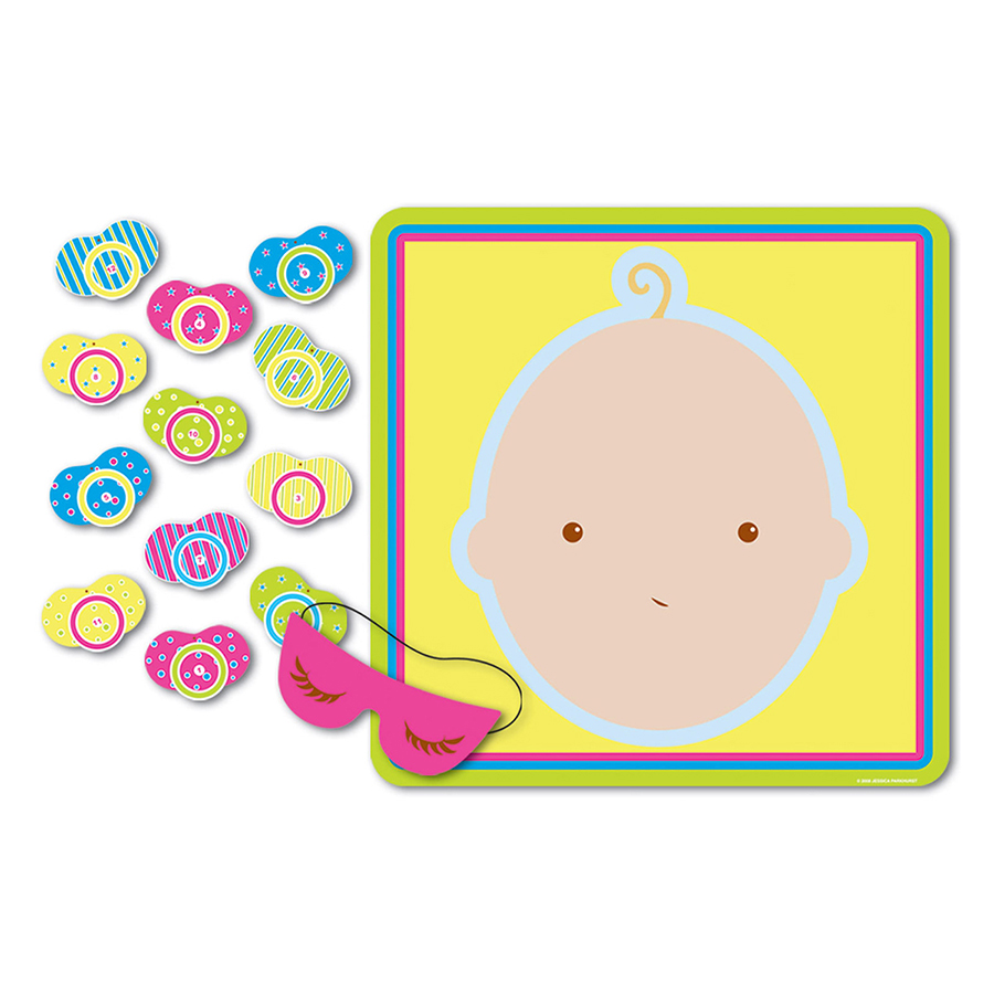 Pin the Pacifier on the Baby Party Game Activity Blind fold Mask & 12 ...